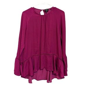 2/$15 Mossimo Supply Co. - Fuchsia Pink Long Sleeve Peplum Blouse – Size M